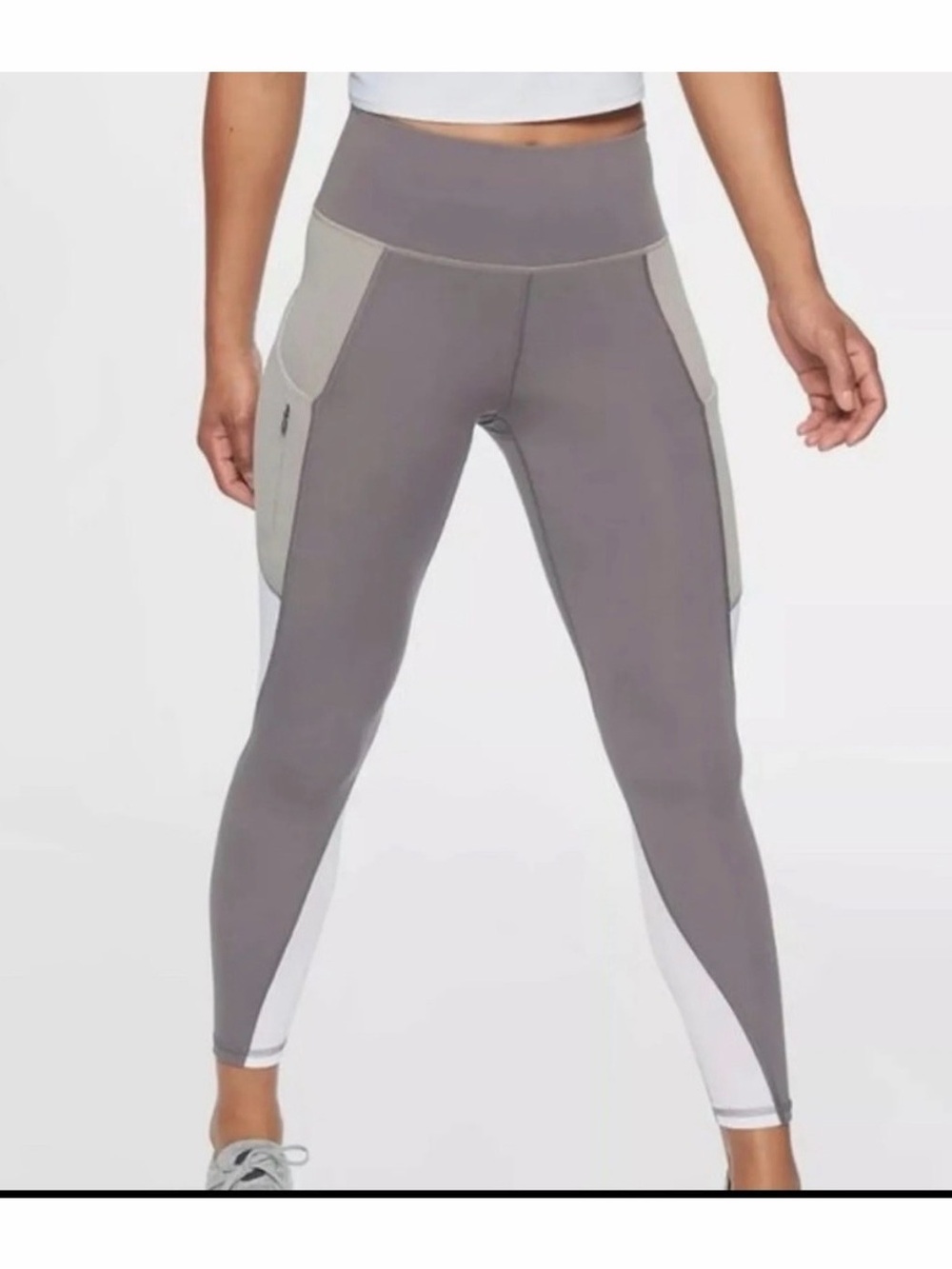 Athleta Colorblock Up For Anything 7/8 Tight, Silver Bells SIZE S